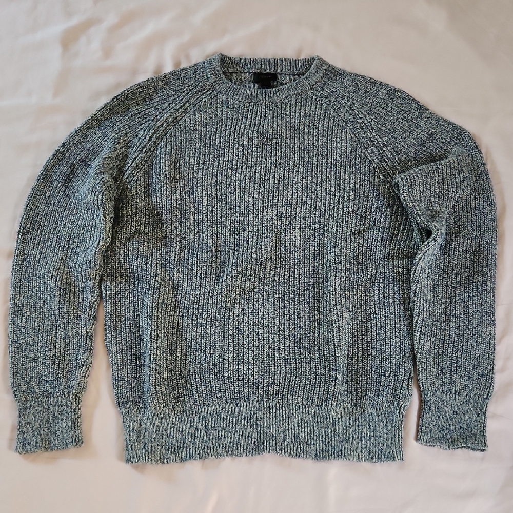 Men's J Crew Marled Blue Cotton Sweater Size Medium